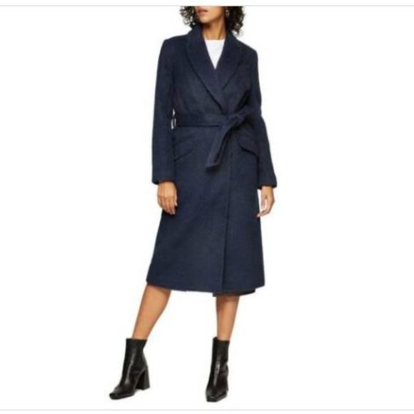 Topshop Jackets & Blazers - TOPSHOP Manhattan Long Belted Wool Blend Coat 12